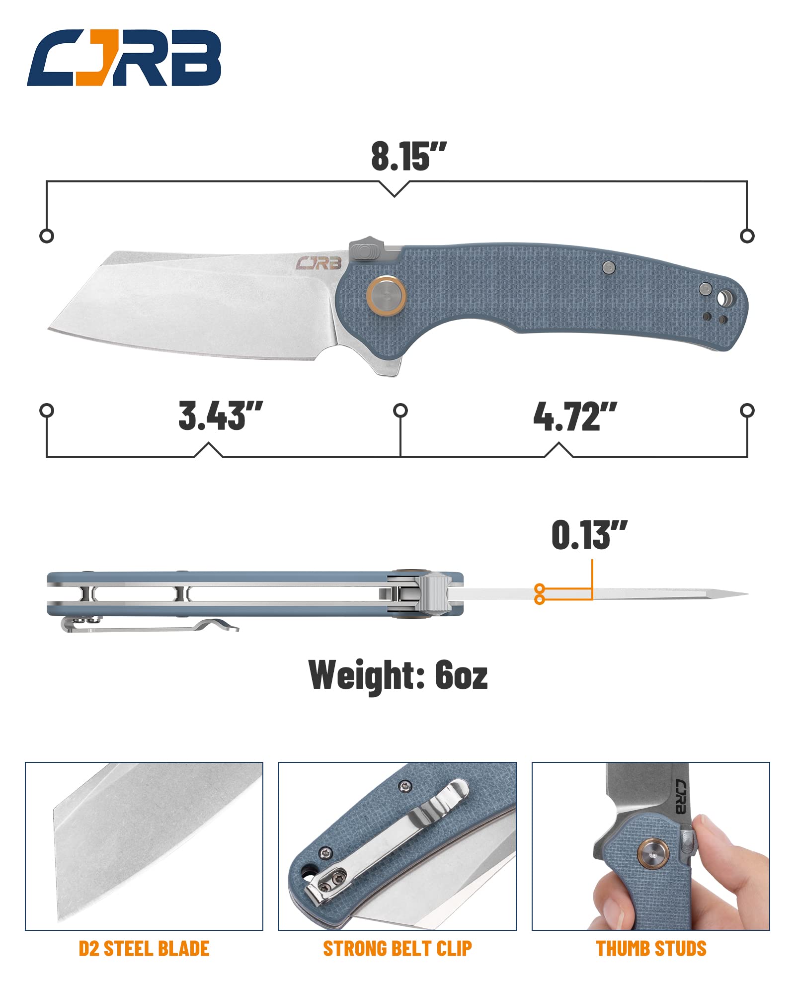 CJRB Crag Blue Bundled with Crag Black Great EDC Knife Companion