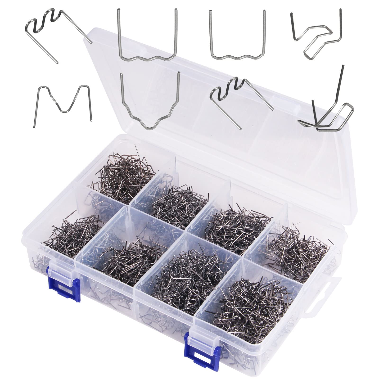 1300PCS Hot Staples Welding Rods Bumper Repair Welding Wire for Repair Machine Car Bumpers Dashboards Lamp Holders Plastics Rings Daily Plastics Supplies 0.8 0.6 mm with Storage Box