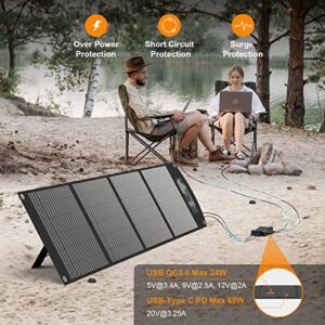 200W Solar Panels with Extra Long Connecting Cables, Portable Solar Panel Foldable ETFE High Efficiency Panel with MC4 DC XT60 Anderson Output for Power Station Generator for Outdoor Camping Van RV