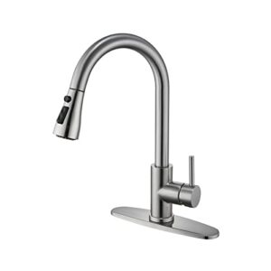 atpcoltd single handle high arc brushed nickel pull out kitchen faucet,single handle stainless steel brushed nickel pull down kitchen sink faucet with sprayer