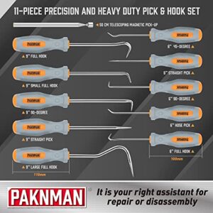 PAKNMAN 11-Piece Precision Pick and Hook Set, Heavy Duty Pick & Hook Set for Automotive