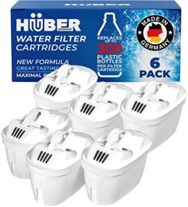 hubber huber 6 pack water filter replacement, german quality, replacement filters for bwt pitchers and huber dispensers, technology for superior filtration & taste hu-6wf