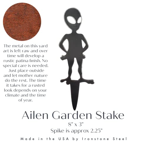 Alien yard decor garden stake made by Ironstone Steel made in the USA