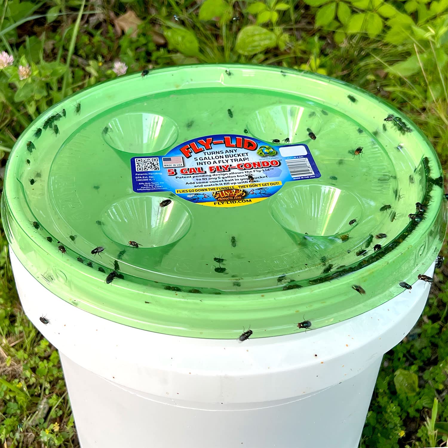 Billy-Bob Fly Lid Combo- Indoor Outdoor Eco Friendly Fly Control Pack - Includes 6 Fly-Lids (3-2 Packs) for Disposable Cups and 2 Fly-Lids for 5 Gallon Buckets