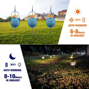 YrgePowk 4 Pack Solar Lantern with Handle and Shepherd Hook, Hanging Solar Lanterns Outdoor Waterproof IP65 Garden Lights Decorative for Pathway Yard Tree Fence Patio Lawn and Tabletop（Blue）