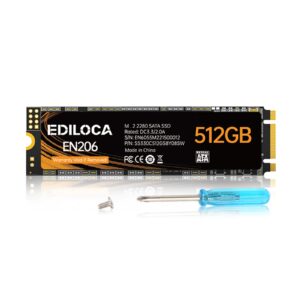 ediloca en206 512gb 3d nand tlc m.2 ssd, m.2 2280 sata iii 6gb/s ssd internal hard drive, read/write speed up to 550/460 mb/s, compatible with ultrabooks, tablet computers and mini pcs
