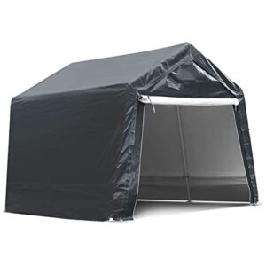 sefzone 7x12x7.4ft storage shelter, outdoor portable shed with detachable roll-up zipper door, 240 pe fabric, heavy duty frame, waterproof, anti-uv, portable storage tent for bike, atv, motorcycle