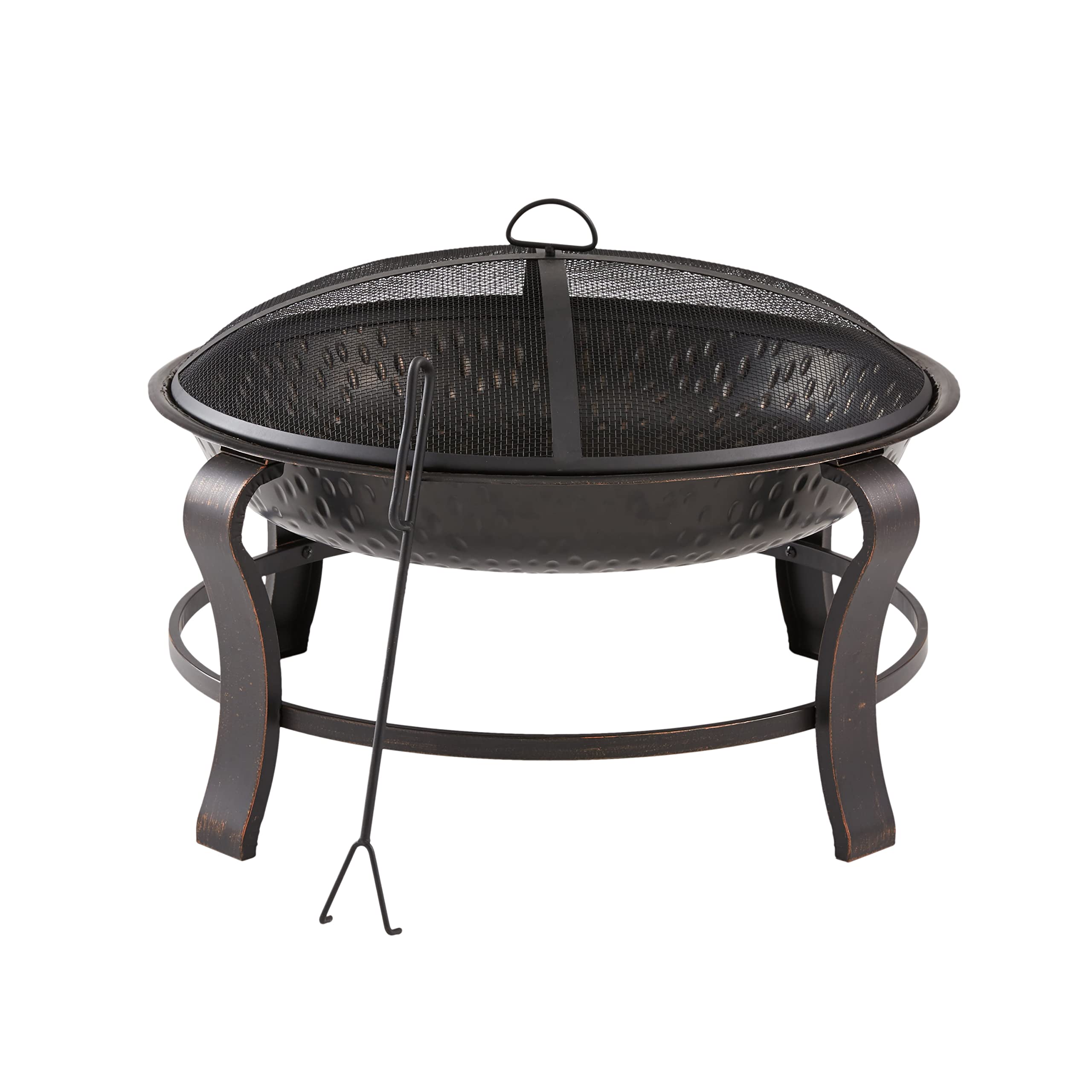 LEEKOUS Owen Park Round Wood Burning Fire Pit，Outdoor fire, 28'' L x 28'' W x 19.68'' H