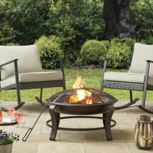 LEEKOUS Owen Park Round Wood Burning Fire Pit，Outdoor fire, 28'' L x 28'' W x 19.68'' H