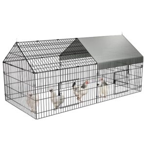 pawgiant chicken coop 86"×40" chicken run pen for yard with cover outdoor metal portable chicken tractor cage enclosure crate outside for small animals duck rabbit hen