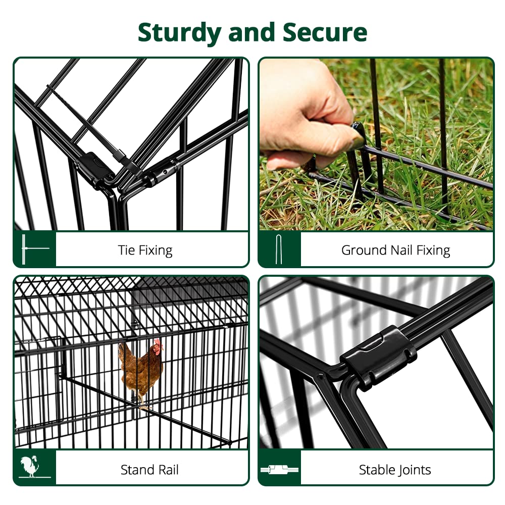 PawGiant Chicken Coop 86"×40" Chicken Run Pen for Yard with Cover Outdoor Metal Portable Chicken Tractor Cage Enclosure Crate Outside for Small Animals Duck Rabbit Hen