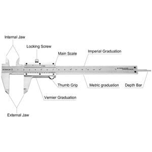 Spurtar Stainless Steel Vernier Caliper 6 inch / 150mm Caliper Measuring Tool 1/128in 0.05mm High Precision Manual Caliper Pie de Rey - Calipers Non Digital