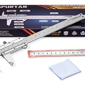 Spurtar Stainless Steel Vernier Caliper 6 inch / 150mm Caliper Measuring Tool 1/128in 0.05mm High Precision Manual Caliper Pie de Rey - Calipers Non Digital