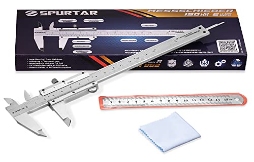 Spurtar Stainless Steel Vernier Caliper 6 inch / 150mm Caliper Measuring Tool 1/128in 0.05mm High Precision Manual Caliper Pie de Rey - Calipers Non Digital