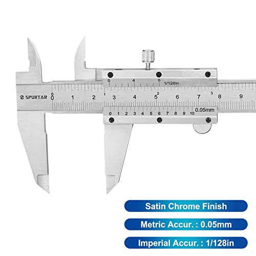 Spurtar Stainless Steel Vernier Caliper 6 inch / 150mm Caliper Measuring Tool 1/128in 0.05mm High Precision Manual Caliper Pie de Rey - Calipers Non Digital