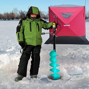 OXYVAN Ice Auger Drill,6”Diameter Nylon Ice Auger Fishing with Centering Point Blade,3 Adjustable Depths Up to 55 Inches,Including 2PCS Replaceable Blades &Storage Bag(Drill Not Included)