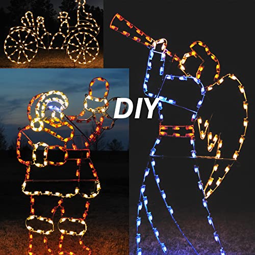 Encoidoz 100FT C9 Outdoor String Light Stringer, E17-12 Socket Spacing, C9 Christmas Stringer Set White Light String for Wedding Patio Event Lighting Decor, White Wire