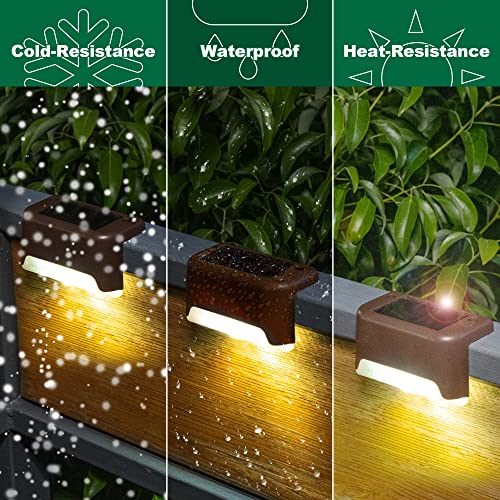 GIGALUMI 12 Pcs Solar Deck Lights, Bronze Finished Waterproof Led Solar Lamp for Outdoor Pathway, Yard, Patio, Stairs, Step and Fences. (Cool White)