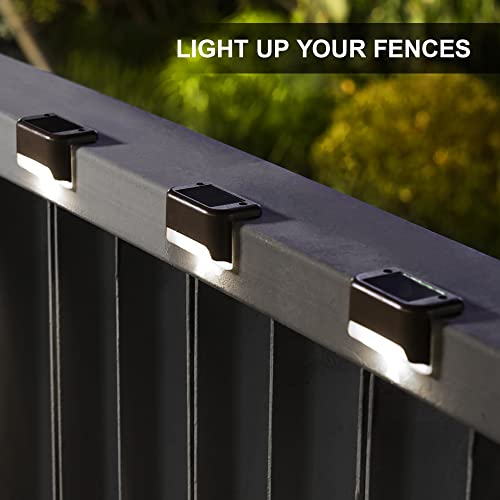 GIGALUMI 12 Pcs Solar Deck Lights, Bronze Finished Waterproof Led Solar Lamp for Outdoor Pathway, Yard, Patio, Stairs, Step and Fences. (Cool White)