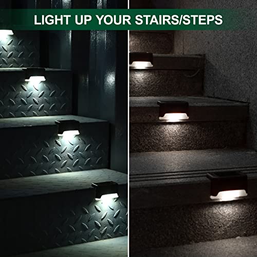 GIGALUMI 12 Pcs Solar Deck Lights, Bronze Finished Waterproof Led Solar Lamp for Outdoor Pathway, Yard, Patio, Stairs, Step and Fences. (Cool White)