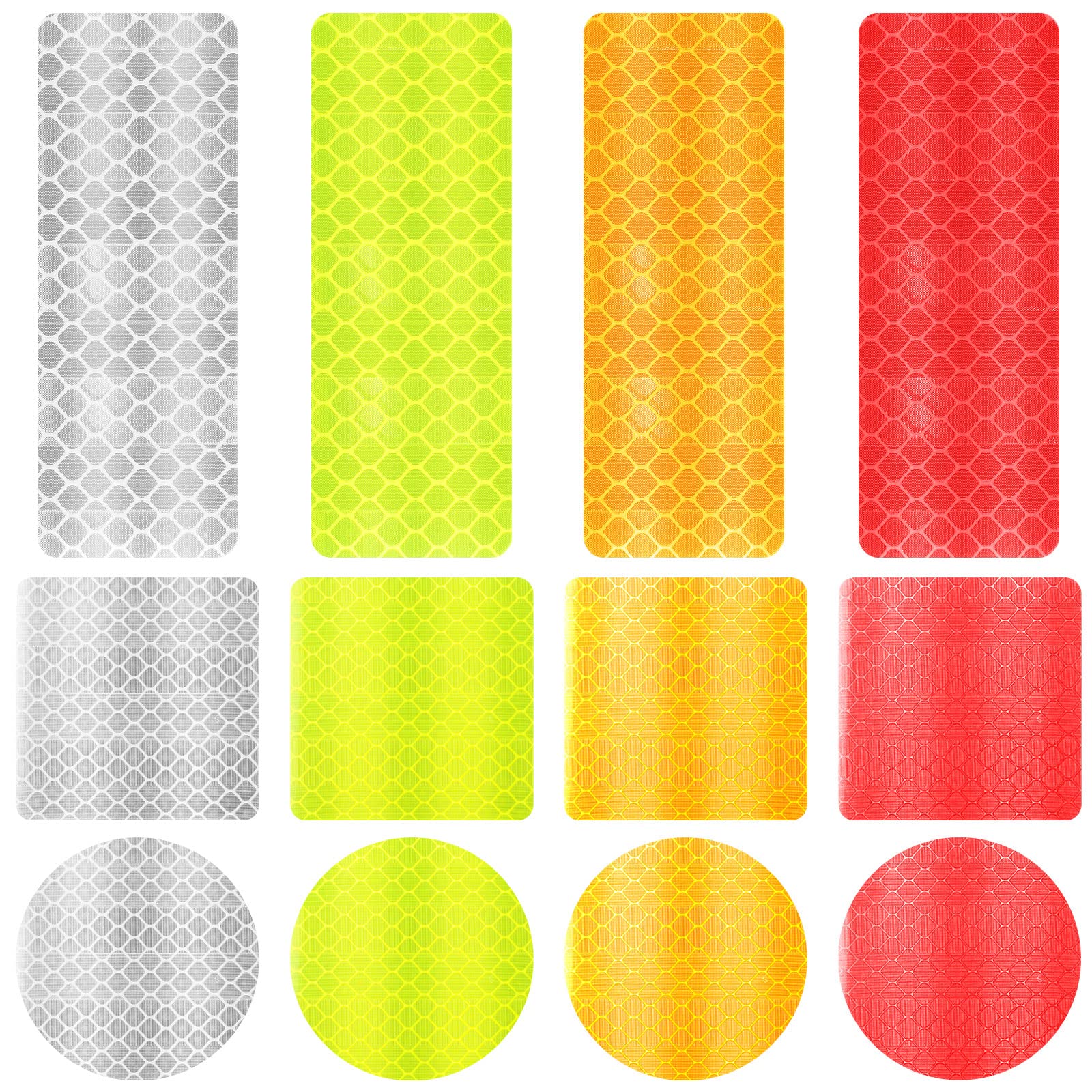 Pimoys 120 Pcs Reflective Tape, Reflective Stickers Reflector Tape Night Visibility Trailer Reflective Tape for Bikes Clothing Helmet (1.2×3.2 Inch, 2×2Inch)