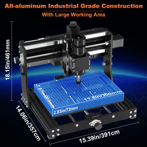 500W CNC Machine for Metal, 3020 CNC Router Machine for Stainless Steel Acrylic PCB PVC Wood Carving Milling Engraving, Linear Guideway Structure Engraver with Working Area 11.8 x 7.9 x 2.9"