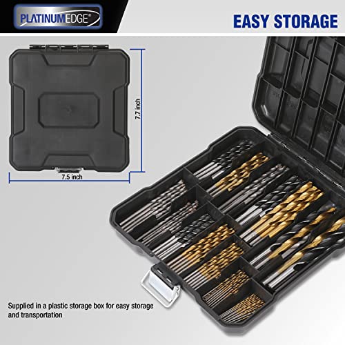 PLATINUMEDGE 140PC Multi-Purpose Drill Bits Set, 88PC Titanium Twist Drill Bits 26 Pieces Masonry Drill Bits 26 Pc Brad Point Drill Bits, with Hard Storage Case, for Wood, Metal, Masonry, etc.