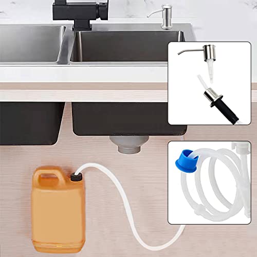 SINOLOFTY Built in Soap Dispenser for Kitchen Sink 47" Extension Tube Kit Countertop Stainless Steel Liquid Dish/Hand Soap Dispenser No More Top Refill Directly to Soap Bottle