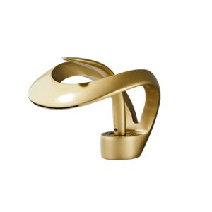 Lovedima Elegant Waterfall Single Handle 1-Hole Bathroom Vessel Sink Faucet Solid Brass Lavatory Vanity Sink Faucet,Frosted Gold