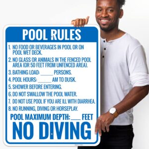 Florida Pool Rules No Diving Sign, Complies with State of Florida Pool Safety Code, 24x30 Inches, Rust Free .063 Aluminum, Fade Resistant, Made in USA by Sigo Signs