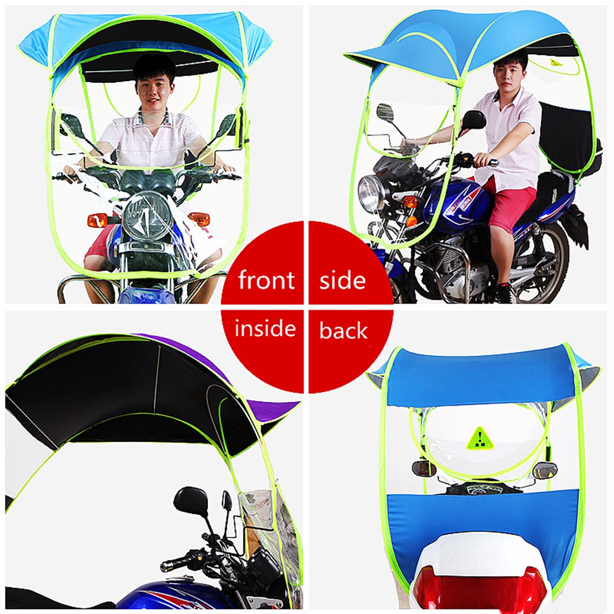 YUANXIN Motorcycle Awning Canopy E-Bike Carport Awning Canopy Storage Battery Car Motorcycle Rain Shelter Transparent Umbrella Carport (Blue)