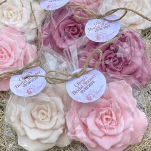 rose soap favors - bridal shower favors, baby shower decorations, girl rose gold pink floral wedding favors for guests in bulk