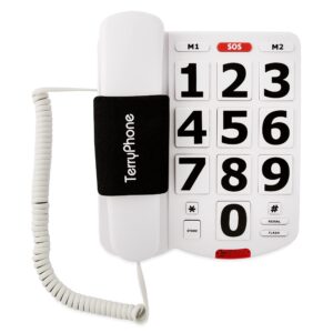 acenis big button phone for seniors - corded landline telephone - large buttons and one-touch dialling for visually impaired - 80 db amplified ringer for hearing impaired, ergonomic non-slip grip