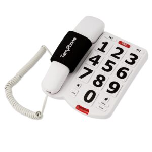 Acenis Big Button Phone for Seniors - Corded Landline Telephone - Large Buttons and One-Touch Dialling for Visually Impaired - 80 dB Amplified Ringer for Hearing Impaired, Ergonomic Non-Slip Grip