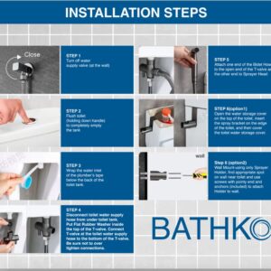 BATHKO Handheld Shattaf/Bidet Sprayer Set for Toilet - Jet Spray with Adjustable Pressure Control - Easy to Install with Leak Proof Technology - Stainless Steel Satin Finish Toilet Sprayer Kit