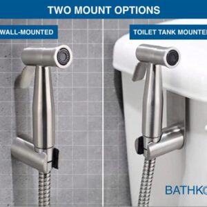 BATHKO Handheld Shattaf/Bidet Sprayer Set for Toilet - Jet Spray with Adjustable Pressure Control - Easy to Install with Leak Proof Technology - Stainless Steel Satin Finish Toilet Sprayer Kit