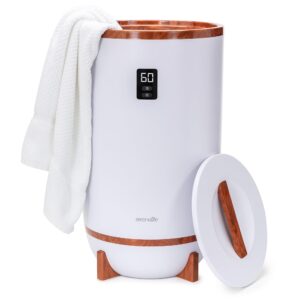 serenelife towel warmer bucket, with customized fragrance for spa and bathroom, luxury towel heater gifts for him & her, auto shut off, fits 2 large towels, blankets, bathrobes, pj's (cherry)