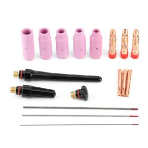fydun welding torch accessories kit, ceramic nozzle,17pcs welding nozzle tig welder contact tip with tungsten wire for torch 17/18/26