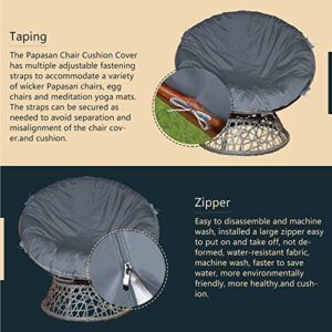 TORUTA Papasan Cushion Cover Only 50"D - Grey 600D Waterproof Heavy Duty Oxford Cloth Outdoor patio Zippered Papasan Cushion Cover