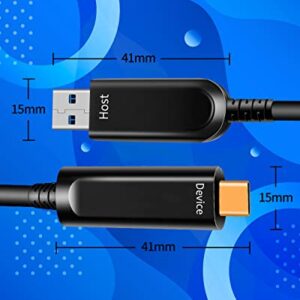 DWLCWY Fiber Optic USB A to USB C Cable (50ft),10Gbps High Speed USB 3.1 Cable for VR, Webcam,etc