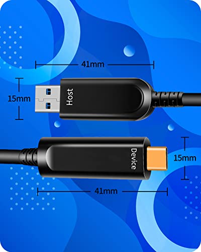 DWLCWY Fiber Optic USB A to USB C Cable (50ft),10Gbps High Speed USB 3.1 Cable for VR, Webcam,etc