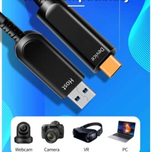 DWLCWY Fiber Optic USB A to USB C Cable (50ft),10Gbps High Speed USB 3.1 Cable for VR, Webcam,etc