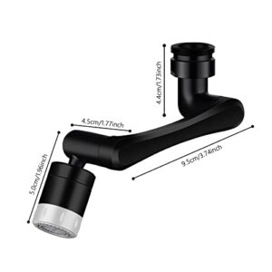 Faucet Extender, 1440° Large-Angle Rotating Robotic Arm Water Nozzle Faucet Adaptor, Universal Splash Filter Faucet with Dual-Water Outlet Modes, Kitchen Sink Aerator Sprayer Head 360°, Black