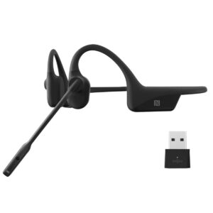 SHOKZ OpenComm UC Bone Conduction Bluetooth Stereo Computer Headset with Loop110 USB-C Adapter-Wireless PC Headphones with Noise-Canceling Boom Microphone for Home Office Use,with Bookmark