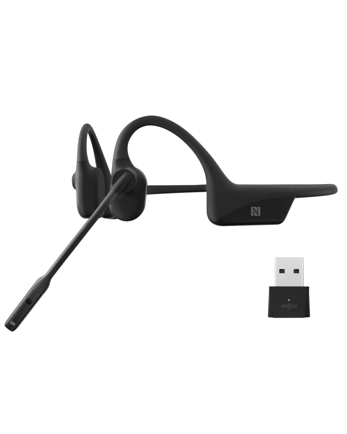 SHOKZ OpenComm UC Bone Conduction Bluetooth Stereo Computer Headset with Loop110 USB-C Adapter-Wireless PC Headphones with Noise-Canceling Boom Microphone for Home Office Use,with Bookmark