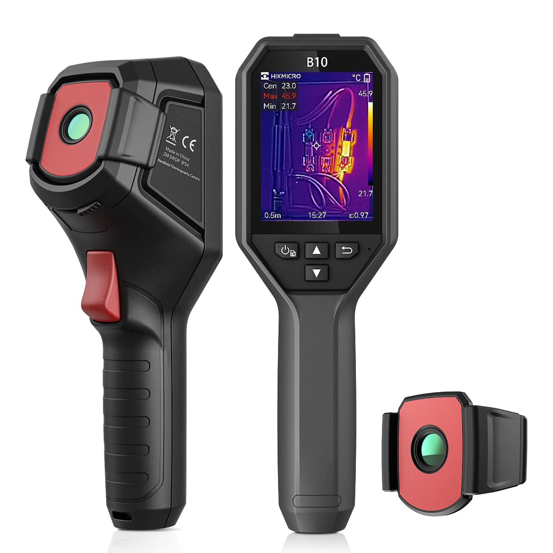 HIKMICRO B10 256 x 192 IR Resolution Thermal Imaging Camera with 2MP Visual Camera, Full Screen Measurement, 25 Hz Refresh Rate Thermal Camera with 3.2" LCD Screen with Macro Lens