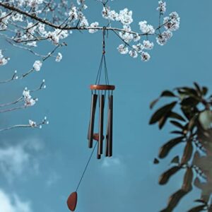 Litu Wind Chimes for Outside with Wood Wind Catcher, 37 Inches Large Aluminum Windchimes Outdoors for Patio Decoration & Zen Atmosphere, Great as a Gift for Family & Relative(Black)