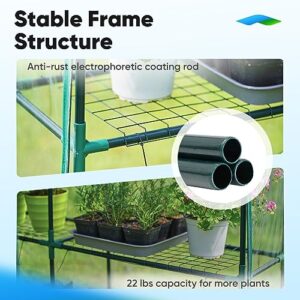 Quictent 4.7 x 4.7 x 6.4 FT Walk-in Greenhouse, Mesh Door & Windows, 3 Tiers 12 Shelves, Mini Portable Indoor Outdoor Garden Plant Green House, Clear