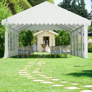 Vasttent 20’x30’ Party Tent for Wedding Party, Outdoor Events, and Camping - Heavy Duty Canopy Pavilion with 8 PVC Windows, Removable Sidewalls, Zippered Doorway, and Carry Bags - White