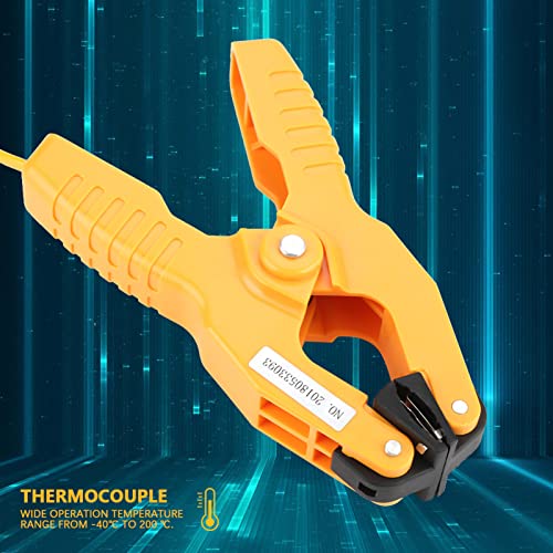 HT-05 Temperature Pipe, Fieldpiece Pipe Clamp Temperature Probe Clamp Thermocouple Clamp Type K Pipe Clamp Temperature 1~3/8" -40~200℃ Yellow